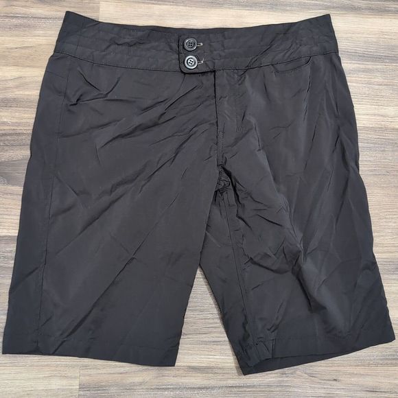 Kavu‎ Nylon Womens Shorts Size 8 11" Inseam 2 Button Waist Black Outdoor Nylon - Picture 1 of 6